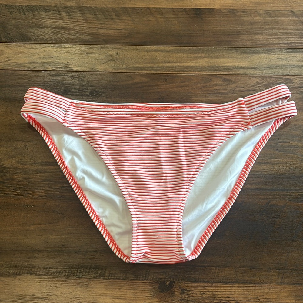 Shade & Shore Orange White Striped Bikini Bottoms Size XL NWOT